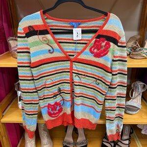 Vintage Escada Sport Floral Cashmere Cardigan Sweater Size Small (NWT)